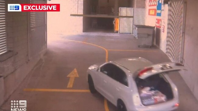 David Sean Bainbridge drives a stolen car away from a Palm Beach grocery store. Picture: Nine News