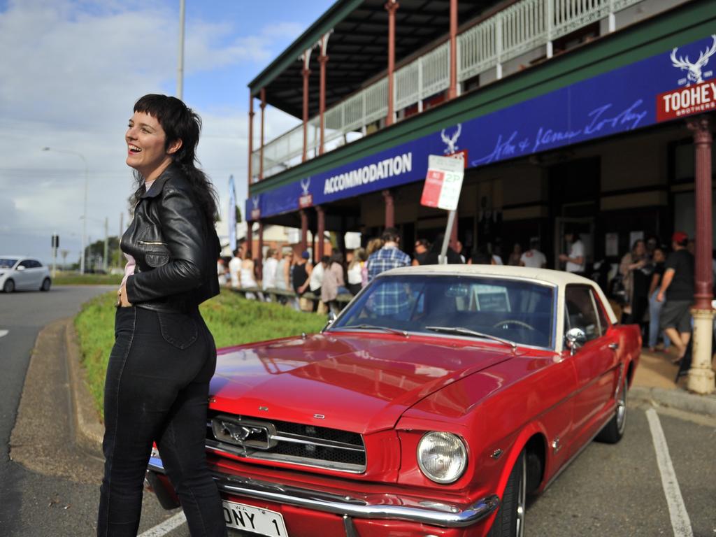 Participant Michelle "Darlzy" Gearin is seen during Mulletfest, a special event designed to celebrate the hairstyle that's all about business at the front, party at the back, at Chelmsford Hotel in Kurri Kurri, NSW. This year has seen female entrants in mulletfest for the first time. In 2018 women were hesitant but in 2019 they entered most categories of mullet including 'best ranga'. (AAP Image/Perry Duffin) 