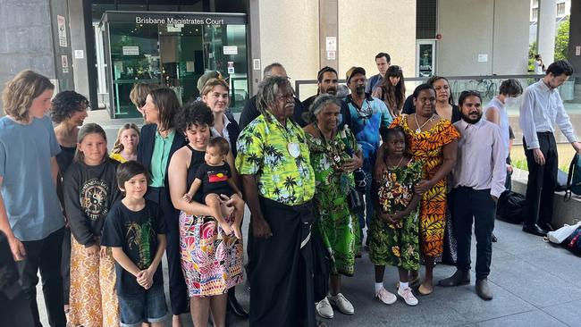 Members of the Youth Verdict, a coalition of young Queenslanders, and environmental conservation group The BimbleBox Alliance celebrate the rejection of the Galilee Coal Project in the Queensland Land and Environment Court. Picture: NCA NewsWire / Aisling Brennan