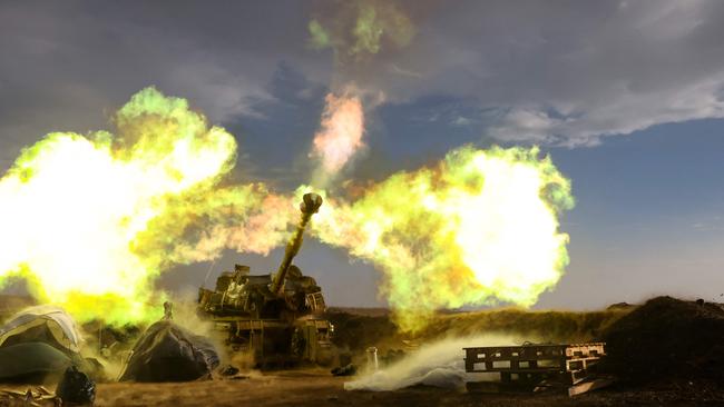 Israeli artillery units during drills in the annexed Golan Heights near the Lebanese border. Picture: AFP