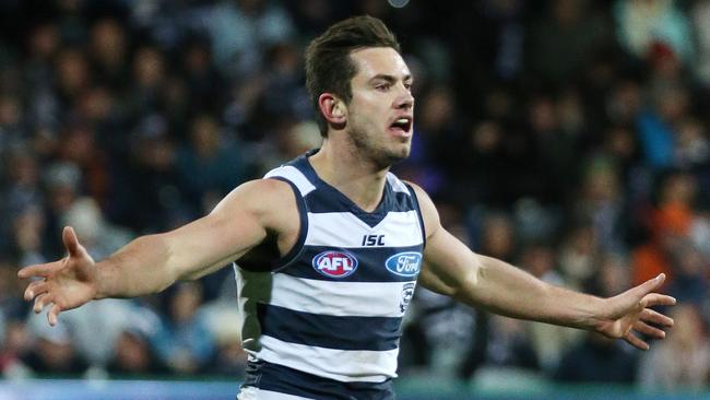 Dan Menzel starred in Geelong’s win over Adelaide. Picture: George Salpigtidis