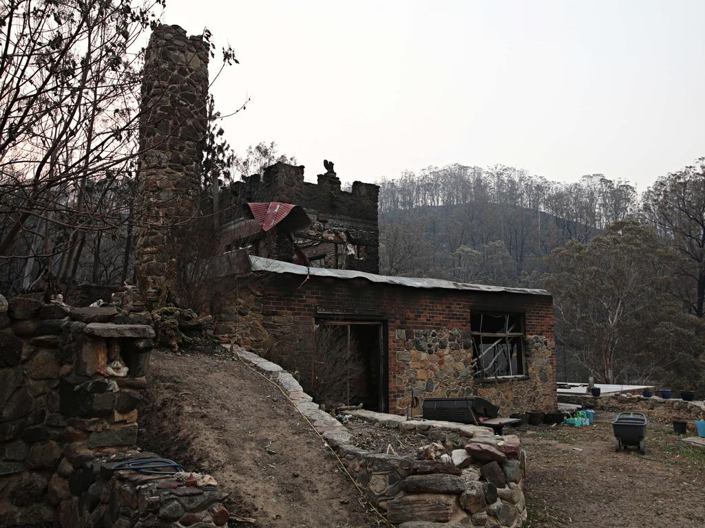 Fire devastated "castle" home in the small community of Wytaliba on the 13th of November 2019. Bushfires ripped through the small community of Wytaliba on the 9th of November 2019. Photographer: Adam Yip