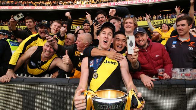 Blockbuster free agent Tom Lynch basks in Richmond’s premiership glory. Picture: Phil Hillyard