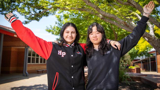 Hampton Park Secondary College graduates Jessica Dekazos and Isabelle Foo Souye Chan. Picture: Mark Stewart