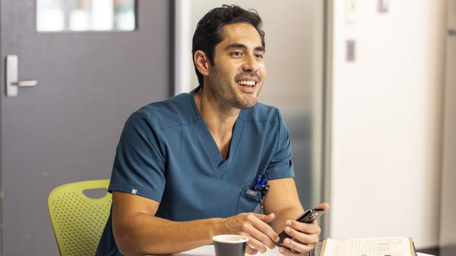 Actor Tai Hara, who stars as Ashley’s ex-boyfriend and co-worker James, in season two. The UTS medical training hospital in Ultimo served as the location for Ashley’s 6th year medical studies. Photo: Lisa Tomasetti/Binge.