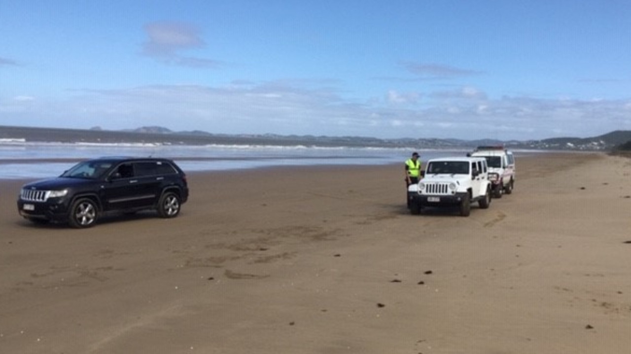 Yeppoon Police stopping traffic on Farnborough Beach