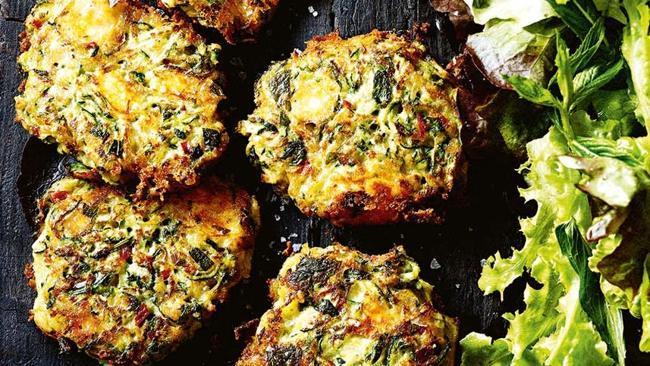 David Herbert's zucchini and feta fritters, and linguine with garlic, chilli, lemon and zucchini.