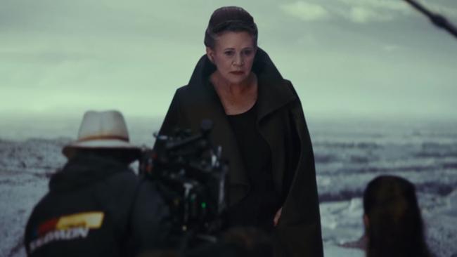 Carrie Fisher in the new promo for Star Wars.