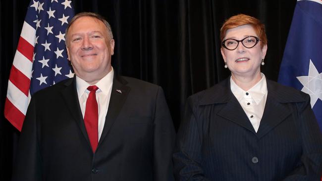 US Secretary of State Mike Pompeo and Australian Minister for Foreign Affairs Marise Payne. Picture: AFP