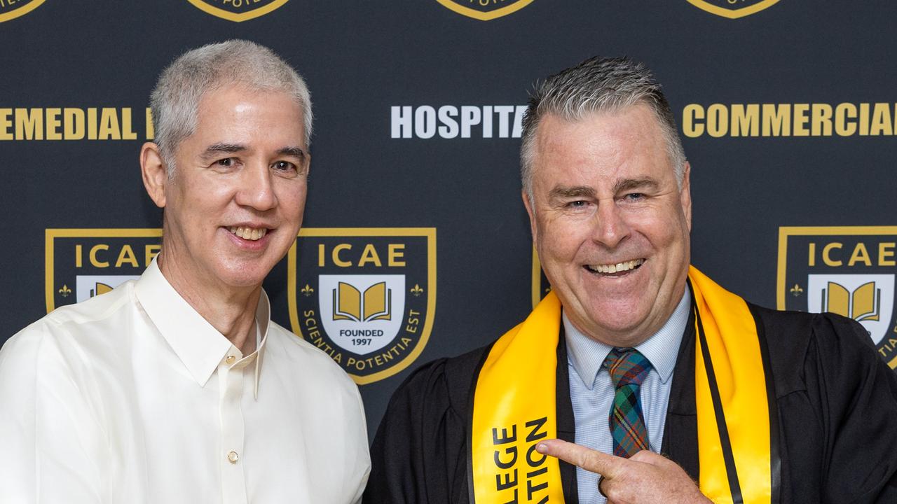 Governor Eugenio Jose Villareal Lacson and Sean Mahoney Chief executive at the International College of Advanced Education Graduation, May 2025. Picture: Pema Tamang Pakhrin