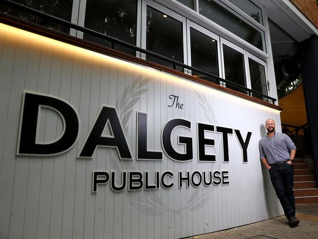 Mic Uebergang outside his Dalgety Public House restaurant and bar at Teneriffe. Picture: David Clark/AAP