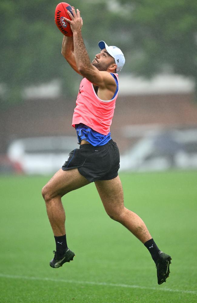 Griffin Logue on the track for North Melbourne this pre-season. Picture: Quinn Rooney/Getty Images.