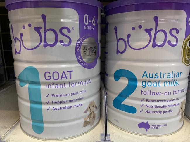 Bubs Australia's goat milk infant formula. Picture: PETER HEMPHILL