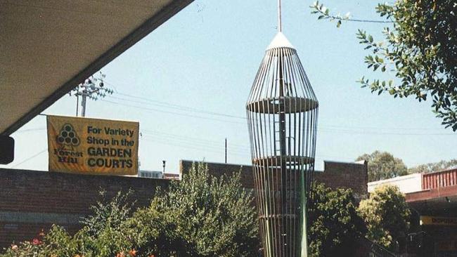 In April 1965 a multi-level, children's climbing structure in the shape of a rocket was installed in the eastern garden forecourt, next to the radio booth, of the then Forest Hill Shopping Centre. It has been at Syndal South Primary school since 1987 in the playground. Picture: Lost Melbourne Facebook page