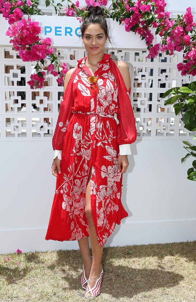 How it’s done! Shanina Shaik at Portsea last year. Picture: Julie Kiriacoudis