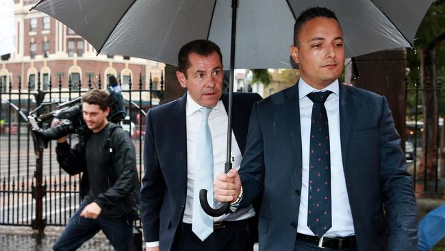Mark Caleo (left) arrives at court this morning. He is accused of soliciting the murder of his wife Rita Caleo, who was stabbed 23 times in her Double Bay townhouse in 1990. Picture: Toby Zerna