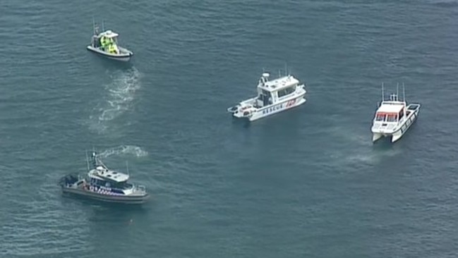 Police vessels searched for the plane after it crashed at Coamn Creek. Picture: Nine News