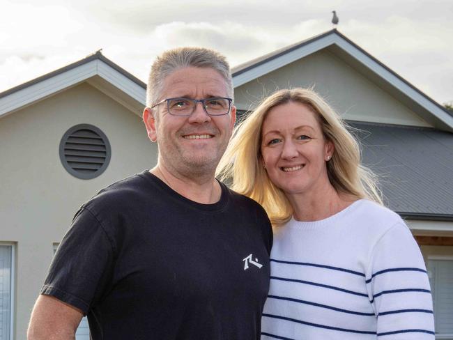 ADELAIDE, AUSTRALIA - Advertiser Photos AUGUST 6, 2023: Bush summit real estate - Queensland Interstate buyers Chris and Amanda Birchall at their McCracken SA home. Picture: Emma Brasier