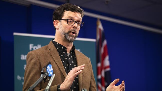 Deputy Director of Public Health Dr Scott McKeown during the press conference. Picture: Chris Kidd