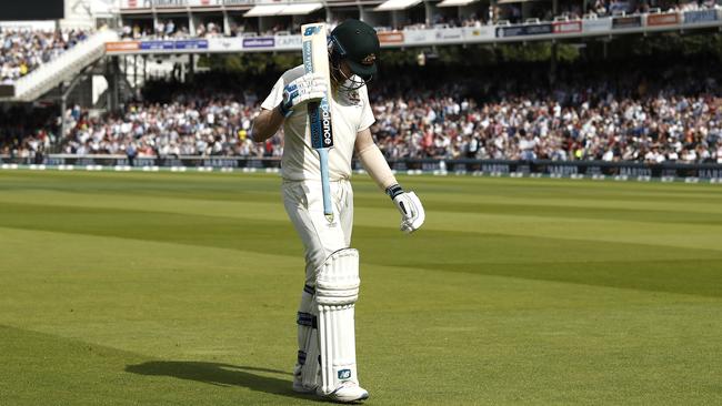 Steve Smith of Australia walks from the ground after being dismissed on a day of high drama at Lord’s. Picture: Getty Images