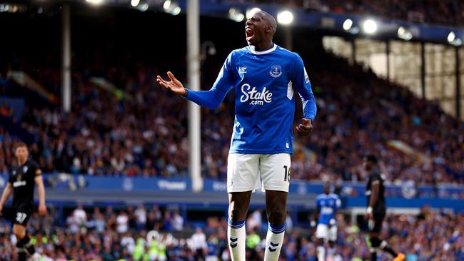 Abdoulaye Doucoure of Everton’s ecstasy was Leeds’ agony. Photo by Naomi Baker/Getty Images.