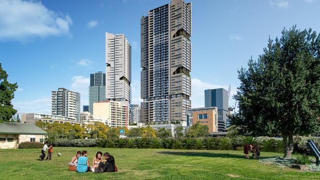 An artist's impression of Macquarie Towers, the Toplace development at 189 Macquarie St, Parramatta.