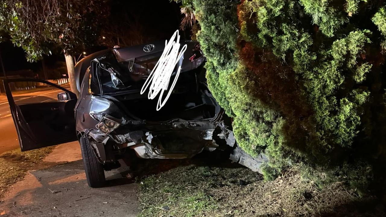 A car has crashed on Tor Street in Newtown on July 7, 2024. Photo taken by Emmy Gullen.