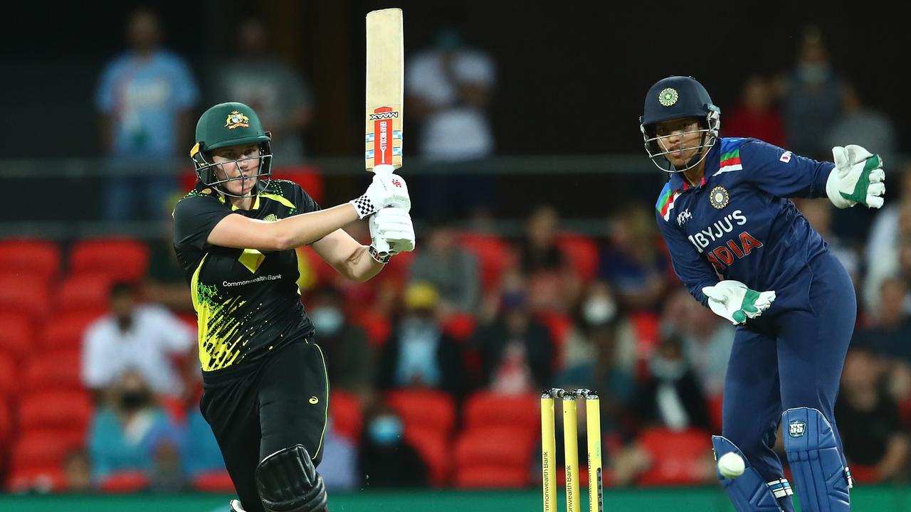 Tahlia McGrath guided Australia to victorn Saturday night. Picture: Chris Hyde/Getty Images