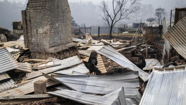 A home destroyed by bushfires. Picture: Sean Davey.