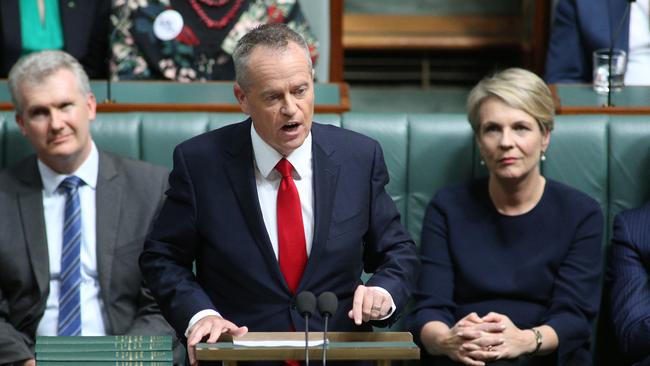 The Opposition Leader Bill Shorten gave his Budget in Reply  speech to the Parliament in the House of Representatives in Parliament House in Canberra. His family Chloe Shorten with Georgette, Clementine and Rupert were in the chamber for the speech.Picture Gary Ramage