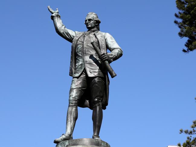 The statue of Captain James Cook that was allegedly vandalised in Hyde Park, Sydney. Picture: Jonathan Ng