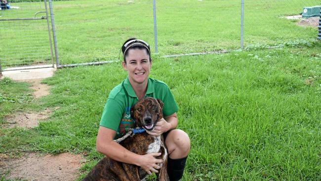 RSPCA animal attendant Wendy Stratford with Barney (currently up for adoption at Kingaroy RSPCA). Picture: Madeline Grace