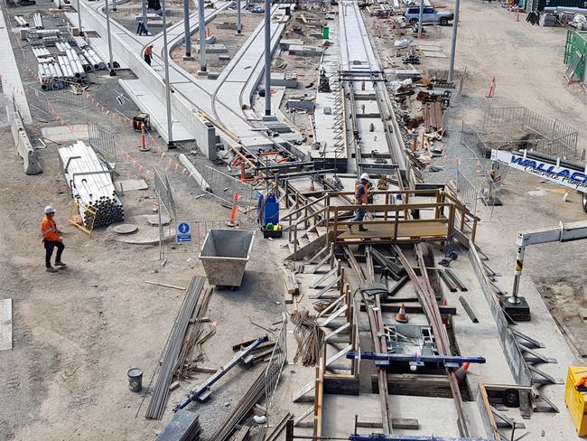 The new light rail maintenance depot being developed at Lilyfield.