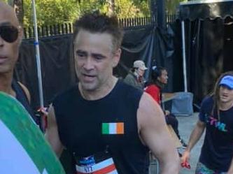 Hollywood superstar Colin Farrell was spotted running in the Brisbane Marathon on the weekend. Picture: Nicola Glasper/Facebook