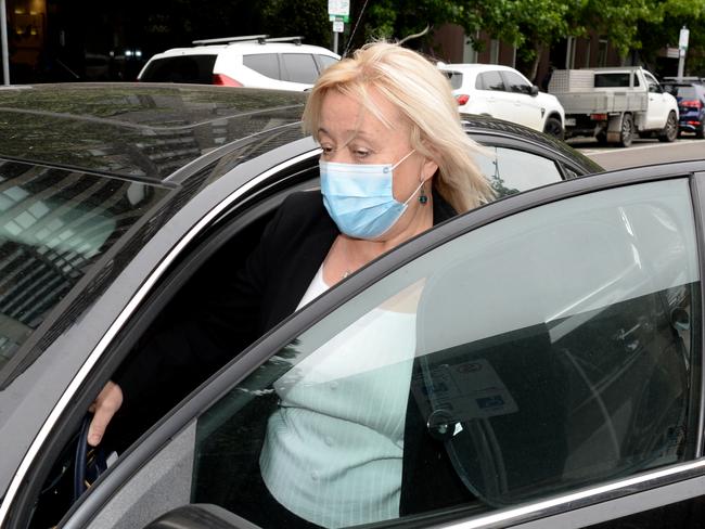 Facility manager Vicky Kos leaving the Coroners Court. Picture: Andrew Henshaw