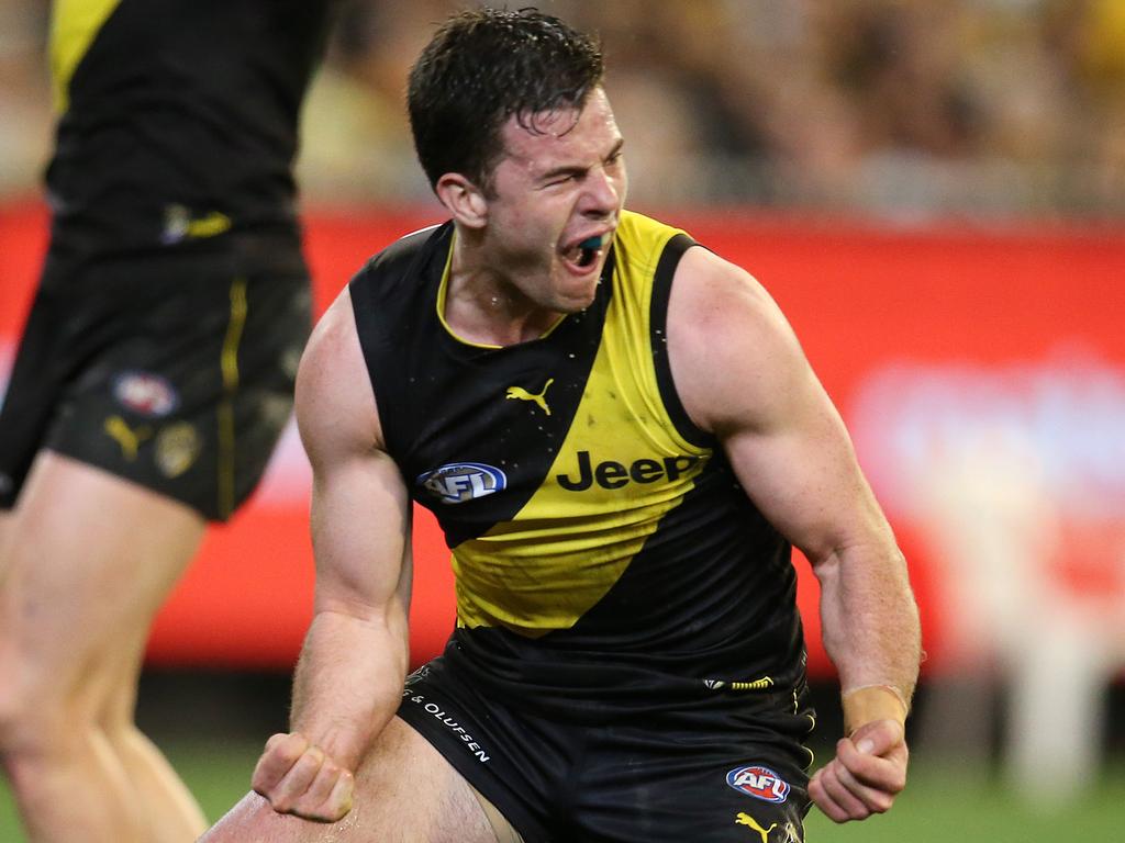 AFL First Qualifying Final. 06/09/2018. Richmond v Hawthorn at the MCG, Melbourne.  Richmond's Jack Higgins celebrates his goal in the third quarter   . Pic: Michael Klein