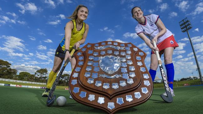 Seacliff’s Leah Welstead and Adelaide’s Emily Grist ahead of their big game. Picture: Roy Van Der Vegt