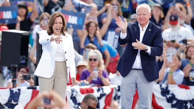 Democratic presidential candidate Kamala Harris and her running mate Minnesota Governor Tim Walz.