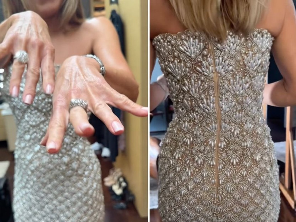 The 55-year-old shared the clip to reveal to fans how she got ready for the Emmy Awards, for which she donned an Oscar de la Renta gown Picture: JenniferAniston/Instagram