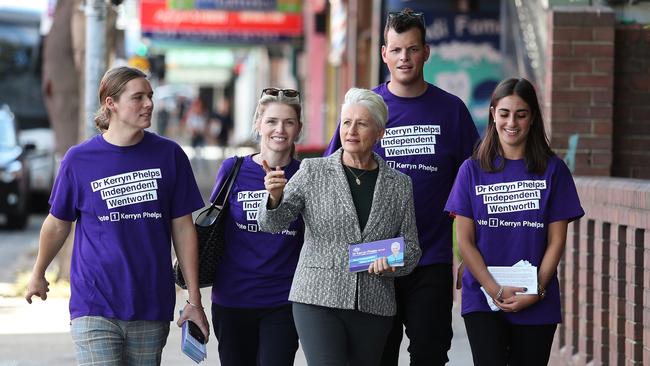 Kerryn Phelps who has been targeted in a Fake News campaign on social media, on Bondi Road, Bondi. Picture: Brett Costello