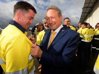 PERTH, AUSTRALIA _Newswire photos JUNE 18 2024.Picture NCA Newswire /  Sharon SmithPremier Li  visits Fortestcue in Hazelmere. With Andrew "Twiggy" Forrest showing him around the work shop.Dr Forrest signs a workers shirt. Meeting the Fortescue workers.