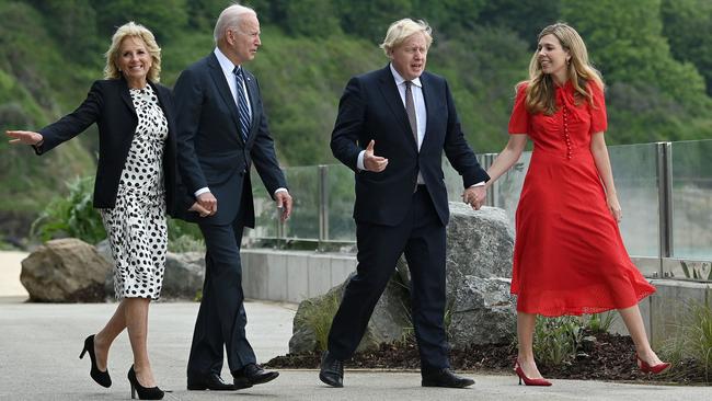 US President Joe Biden and First Lady Jill Biden are in the UK ahead of the three-day G7 summit, pictured with UK Prime Minister Boris Johnson and his wife Carrie Johnson. Picture: Brendan Smialowski/AFP