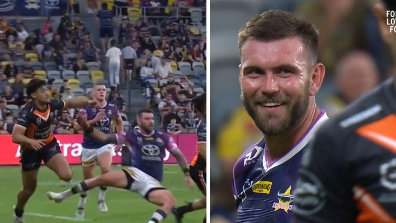 Kyle Feldt was happy to get the penalty. Photo: Fox Sports