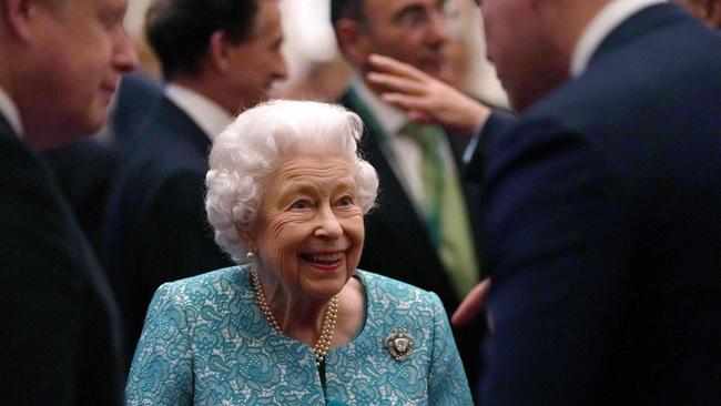 On October 19, Queen Elizabeth II Prime Minister Boris Johnson greet guests during a reception to mark the Global Investment Summit, at Windsor Castle. Picture: Alastair Grant