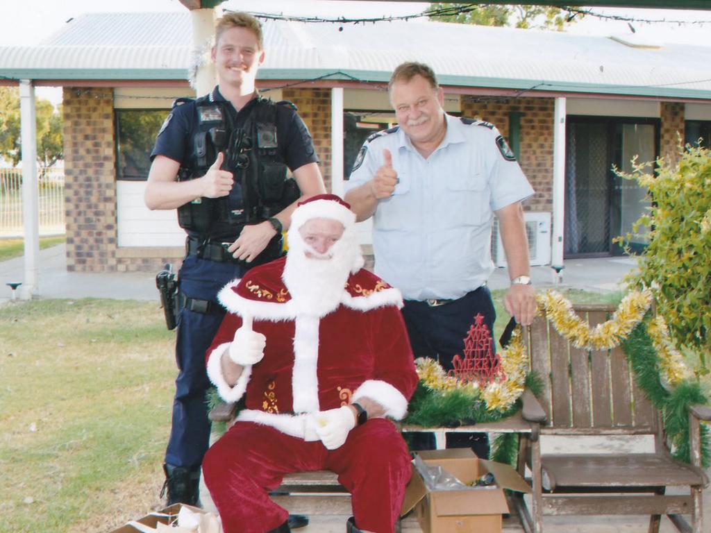 Police constable Matthew Arnold (left) celebrates Christmas with colleagues.