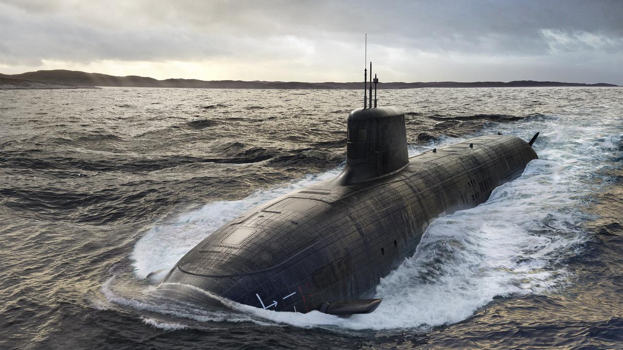 Render of the SSN-AUKUS Nuclear-Powered Submarine. Picture: BAE Systems