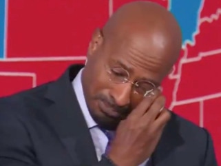 Van Jones tearing up as he spoke about Biden's victory. Picture: Supplied