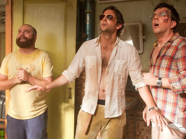 (L to R) Zach Galifianakis, Bradley Cooper and Ed Helms in a scene from film The Hangover Part II.