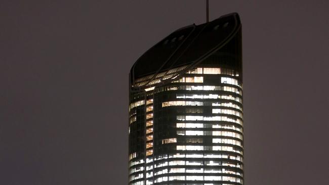 Tower of Power at 1 William St, at  7.45pm, with  many lights still on using electricity, on Wednesday October18th, 2017. AAP Image/Steve Pohlner