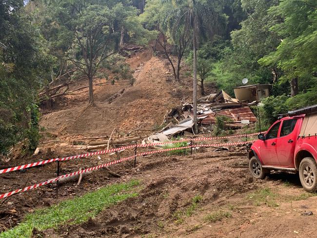 The top of Ophir Glen Road where one of two houses were destroyed by land slides.